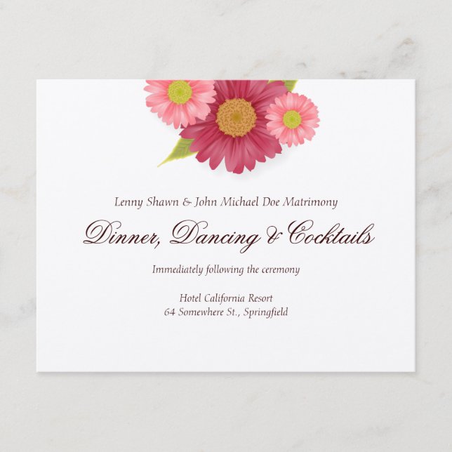 Gerber Daisies Wedding Reception Cards (Front)