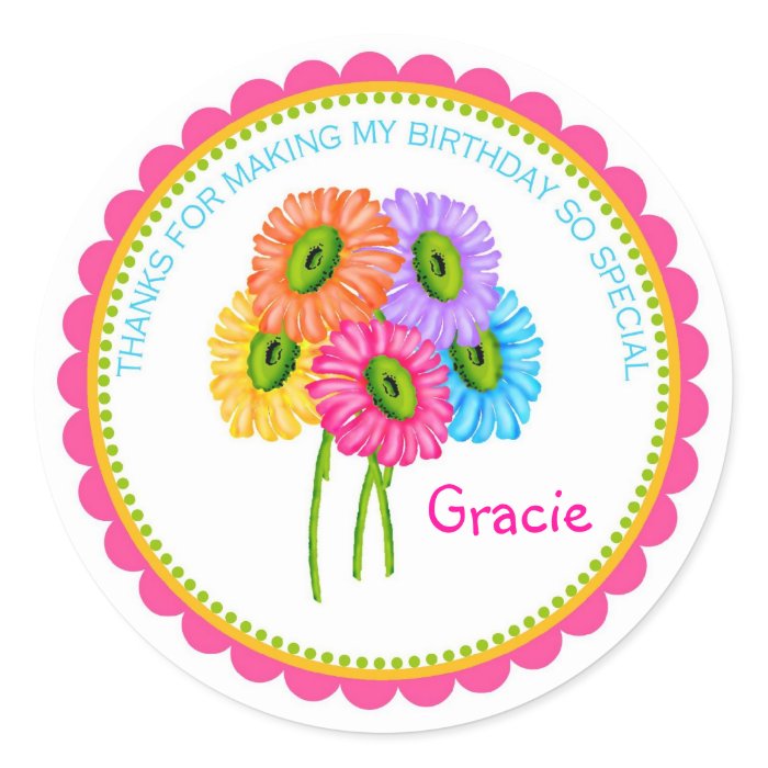 Gerber daisy Birthday Stickers