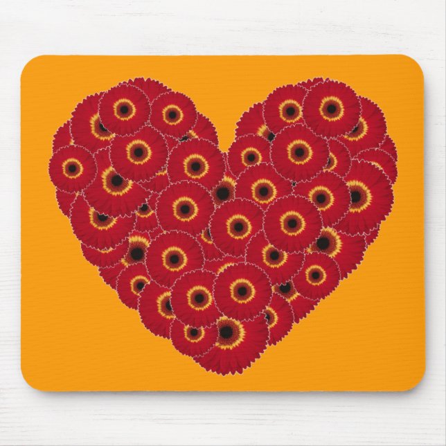 Gerber Daisy Heart Mouse Pad (Front)