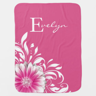 Gerber Daisy Scroll Monogram | soft orchid Swaddle Blanket