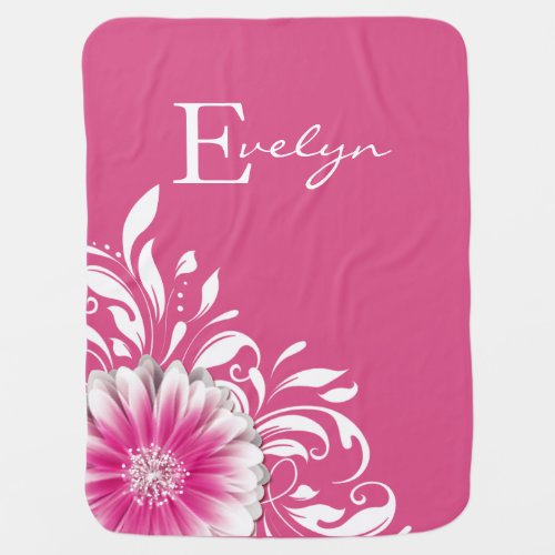 Gerber Daisy Scroll Monogram  soft orchid Swaddle Blanket