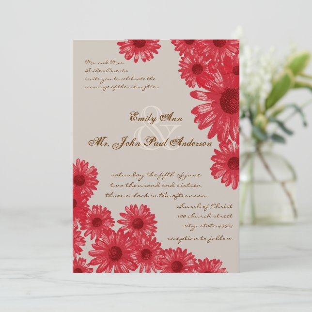 Gerber Daisy Wedding Invitations (Standing Front)