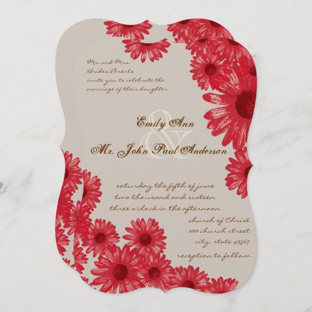 Gerber Daisy Wedding Invitations (Front/Back)