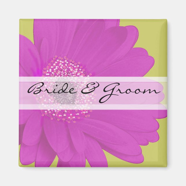 Gerber Daisy Wedding Stickers or Customize Magnet (Front)