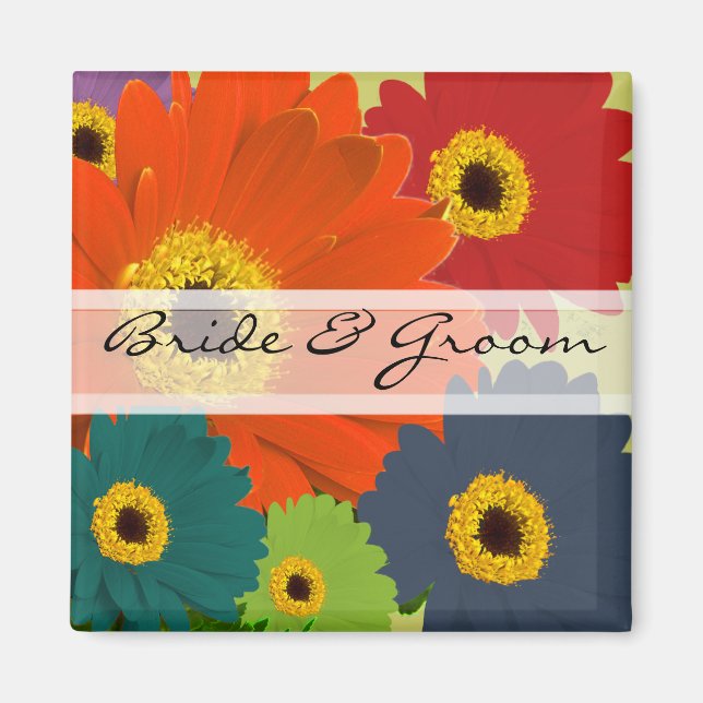 Gerber Daisy Wedding Stickers or Customize Magnet (Front)