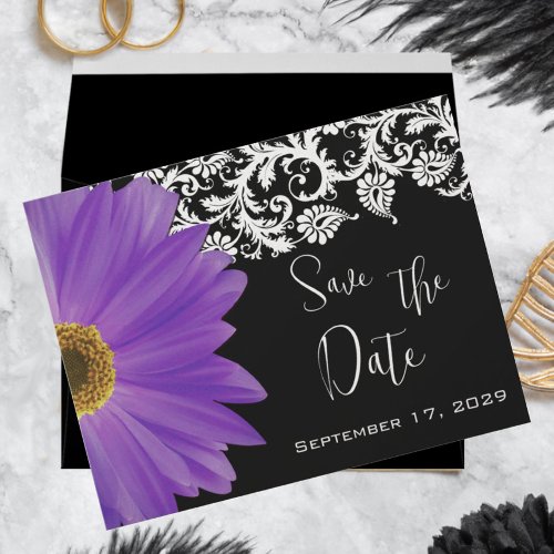 Gerber Fuchsia  Gray Paisley Save The Date