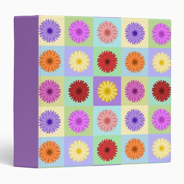 Gerbera 5x5 Daisy Pattern 3 Ring Binder (Front/Spine)