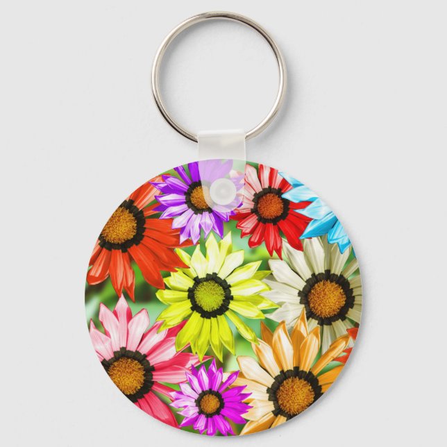 Gerbera colourful flower floral keychain (Front)