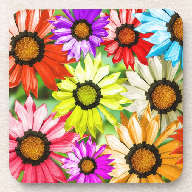 Gerbera colourful flowers coaster (Front)