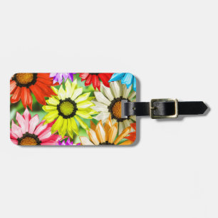 Gerbera colourful flowers luggage tag