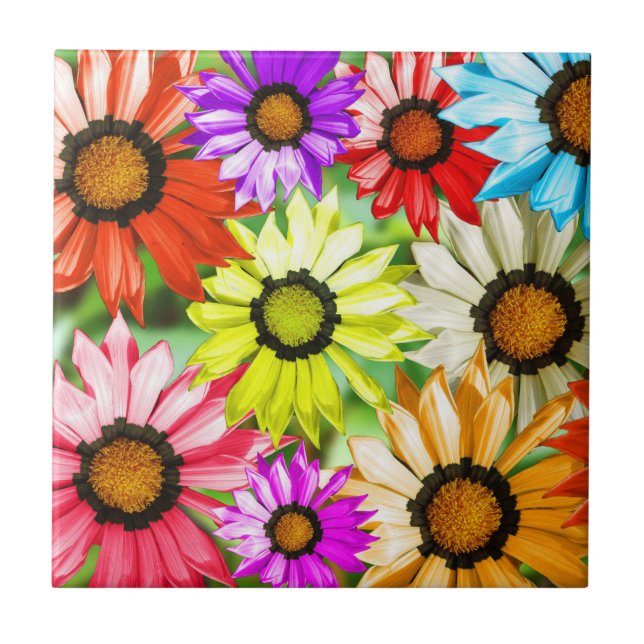 Gerbera colourful flowers tile (Front)