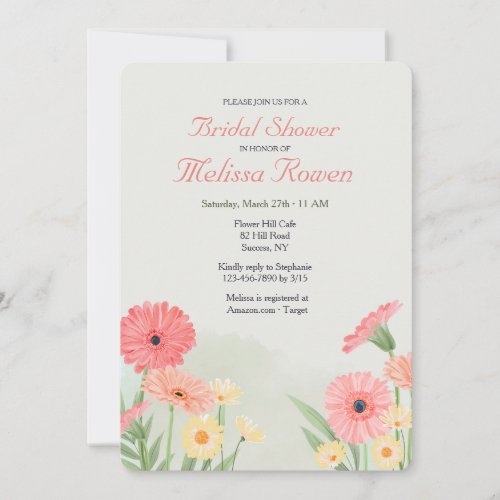 Gerbera Daisies Bright Colors  Invitation