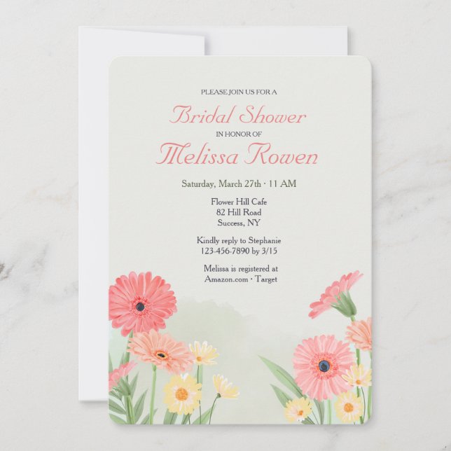 Gerbera Daisies Bright Colors  Invitation (Front)