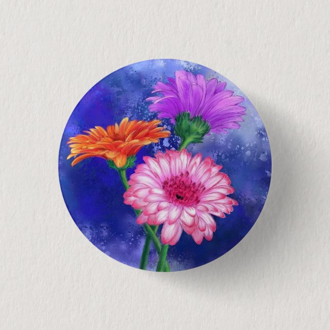 Gerbera Daisies Button (Front)