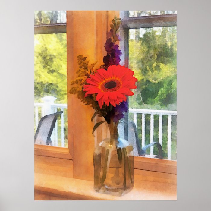 Gerbera Daisies by Kitchen Window Posters