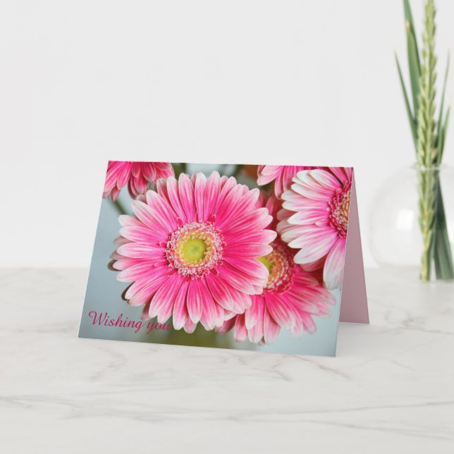 Gerbera Daisies & custom Text birthday card (Front)