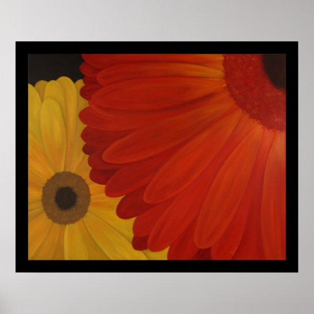 Gerbera Daisies from Original Oil on Canvas Poster (Front)