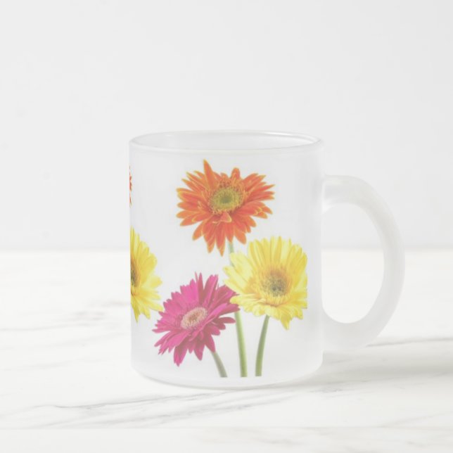 Gerbera Daisies Frosted Glass Coffee Mug (Right)