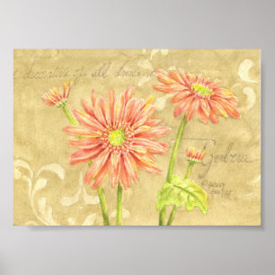 Gerbera Daisies Garden Notes Poster 7x5