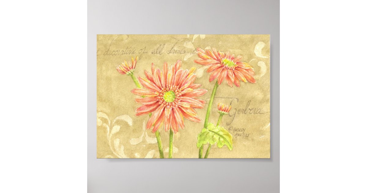 Gerbera Daisies Garden Notes Poster 7x5 | Zazzle