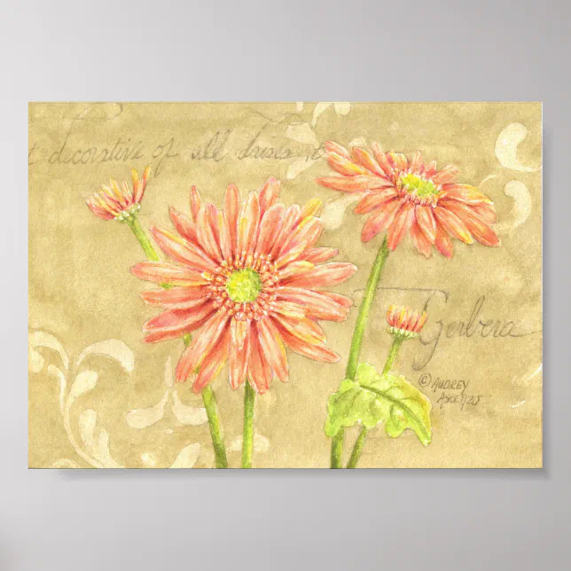 Gerbera Daisies Garden Notes Poster 7x5 | Zazzle