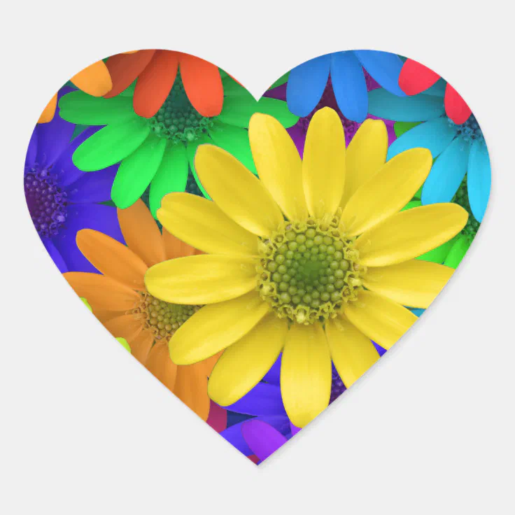 Gerbera Daisies Heart Sticker Zazzle