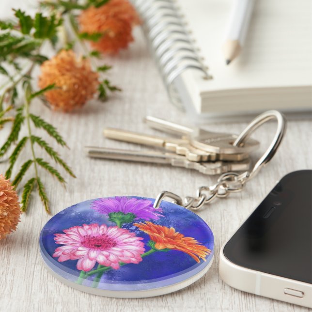 Gerbera Daisies Keychain (Front Right)
