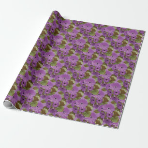 Gerbera Daisies purple sage green wrapping paper