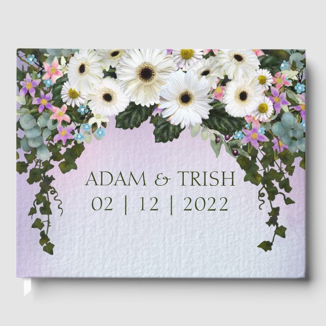 Gerbera Daisies Swag Wedding  Guest Book (Front)