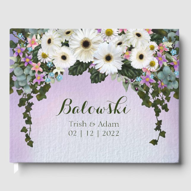 Gerbera Daisies Swag Wedding  Guest Book (Front)