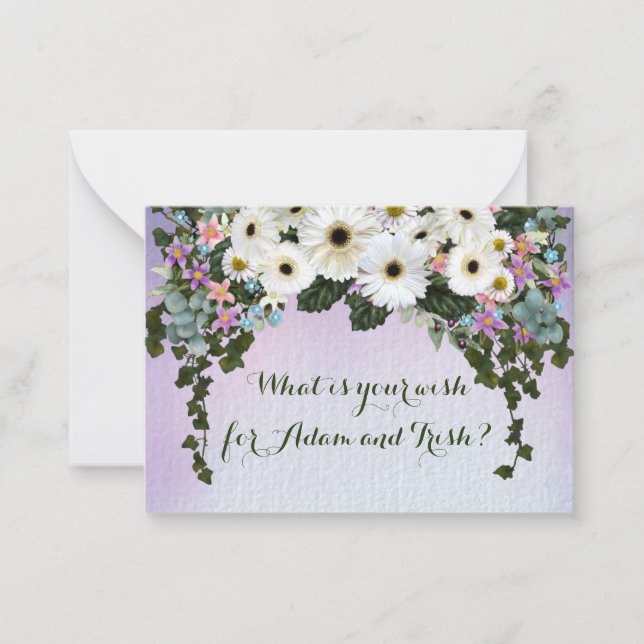 Gerbera Daisies Swag Wedding Note Card (Front)