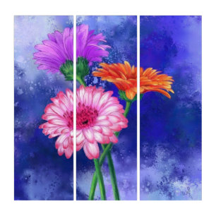Gerbera Daisies Triptych Art Painitng