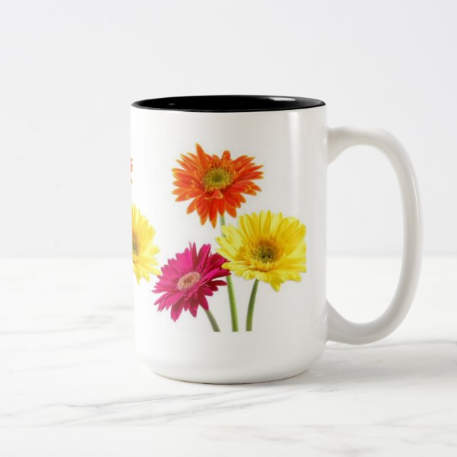 Gerbera Daisies Two-Tone Coffee Mug (Right)