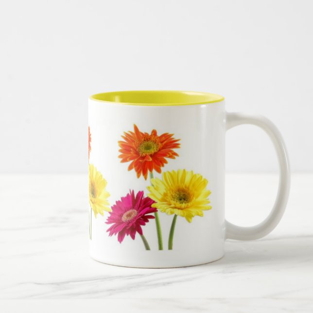 Gerbera Daisies Two-Tone Coffee Mug (Right)