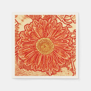 Gerbera Daisy Block Print - saffron orange Napkins