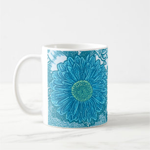 Gerbera Daisy Block Print - sea blue Coffee Mug