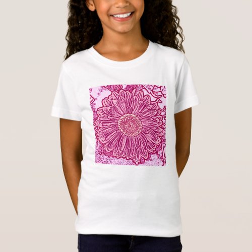Gerbera Daisy Block Print _ shades of pink T_Shirt