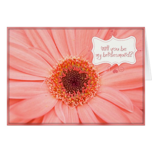 Gerbera Daisy Bridesmaid Request Cards (Front Horizontal)
