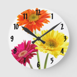 Gerbera Daisy Delight Round Clock
