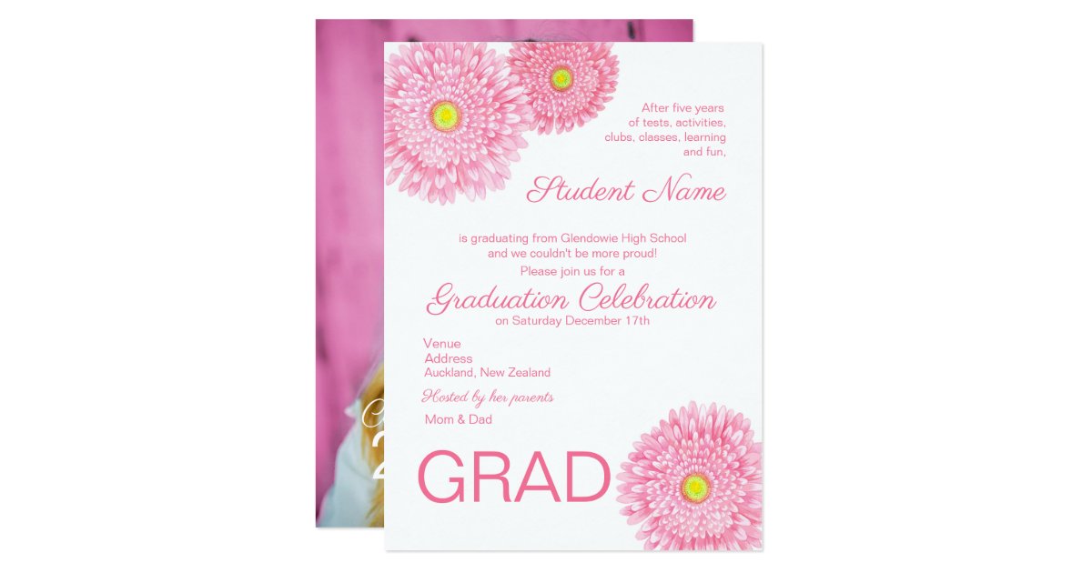 Gerbera Daisy Flower Graduation Invitation