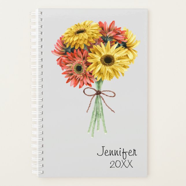 Gerbera Daisy Flower Personalized Custom Planner (Front)