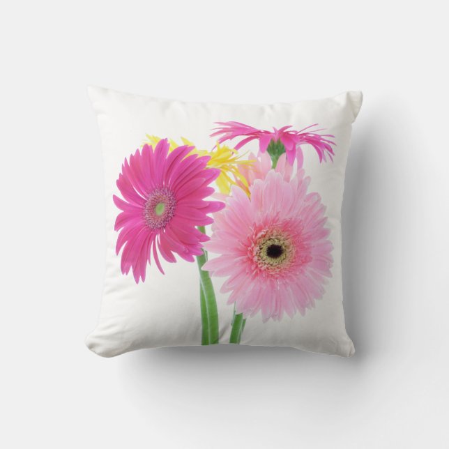 Gerbera Daisy Flowers Throw Pillow (Front)
