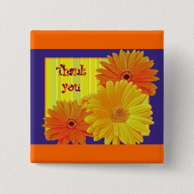 Gerbera Daisy (Gerbera hybrida) - Yellow Pinback Button (Front)