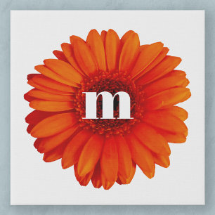 Gerbera Daisy Monogram Initial Faux Canvas Print