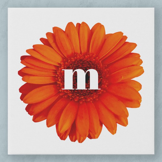 Gerbera Daisy Monogram Initial Faux Canvas Print (Creator Uploaded)