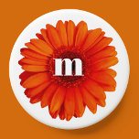 Gerbera Daisy Monogram Initial PopSocket<br><div class="desc">Burnt orange gerbera daisy flower with a modern lower case typography monogram initial design. Change the initial to personalize.</div>