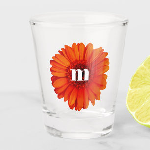 Gerbera Daisy Monogram Initial Shot Glass