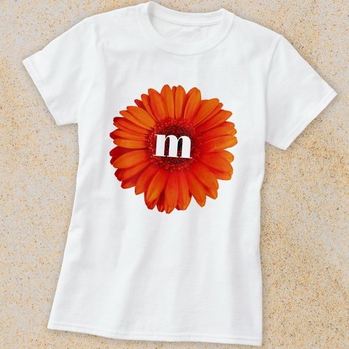 Gerbera Daisy Monogram Initial T_Shirt