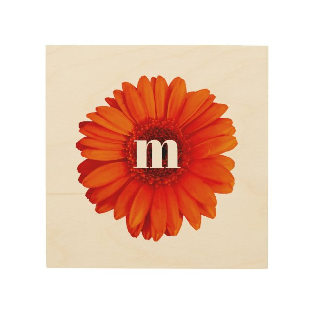 Gerbera Daisy Monogram Initial Wood Wall Art (Front)