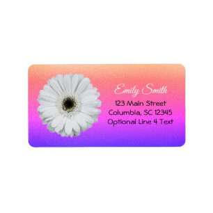Gerbera Daisy on Ombre Rainbow Glitter Bookplate